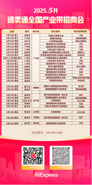 全球“多市场布局”成为趋势，速卖通发布五月招商会排期