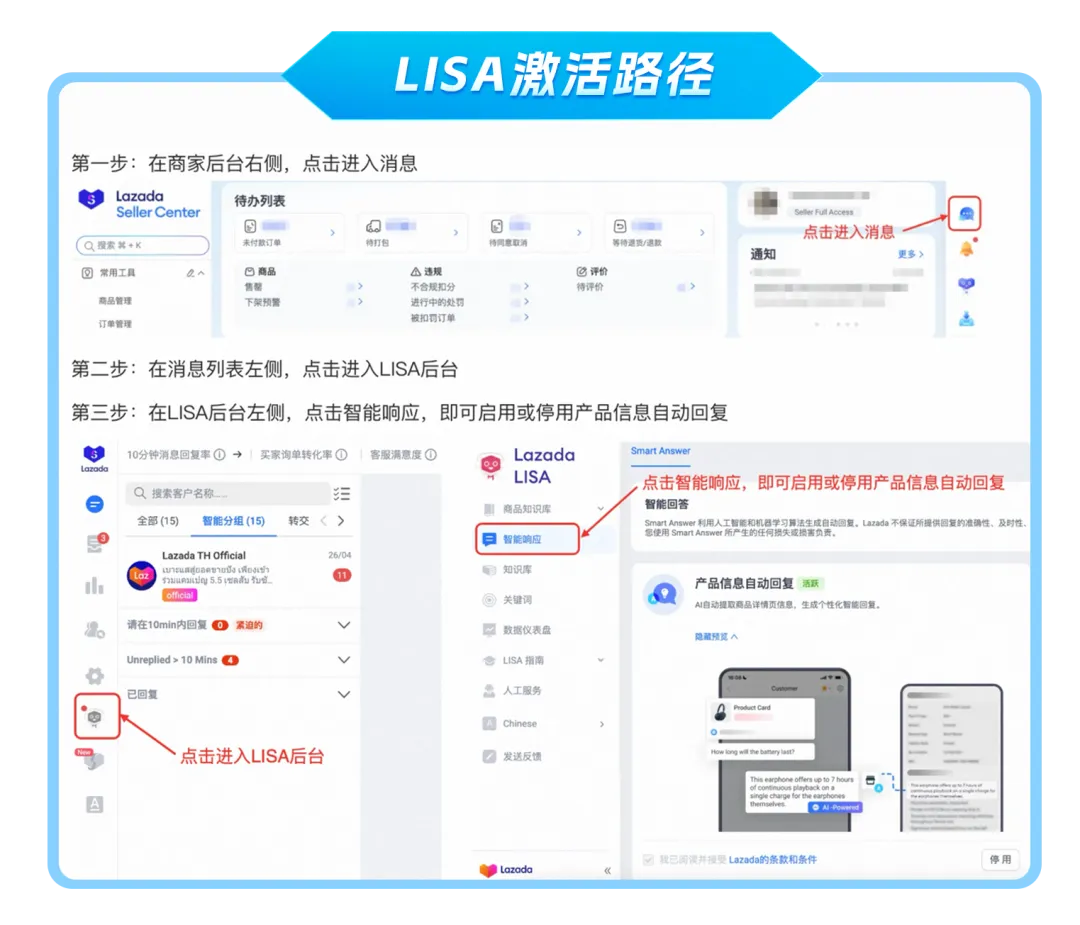 又一AI功能全新升级?Lazada跨境开通LISA售前智能回复!