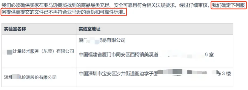 亚马逊公布了一份合规服务商黑名单