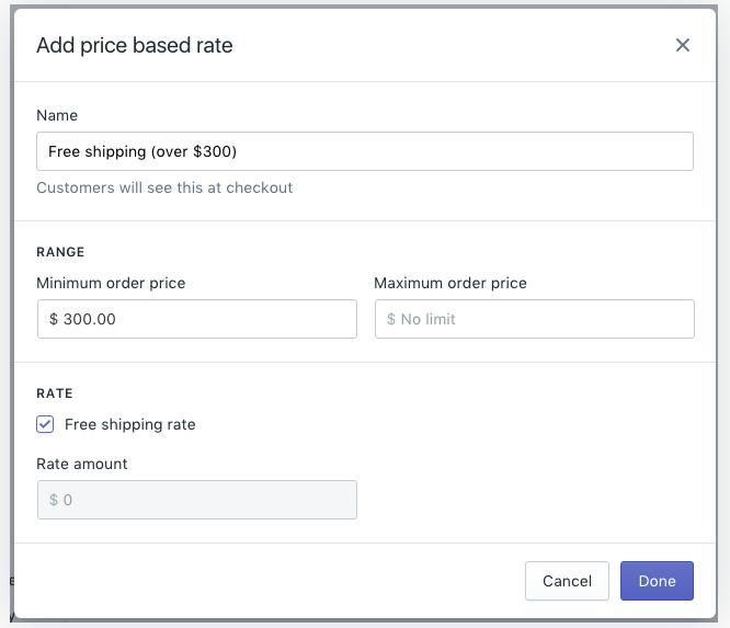 Shopify免费送货设置：Shopify怎么设定金额和重量范围内免运费？