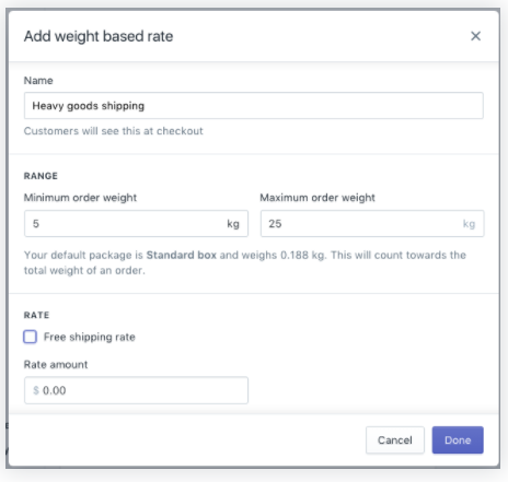 Shopify免费送货设置：Shopify怎么设定金额和重量范围内免运费？