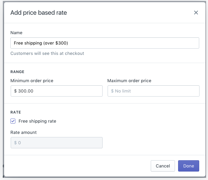 Shopify免费送货设置：Shopify怎么设定金额和重量范围内免运费？