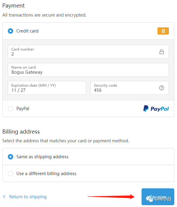 如何在 Shopify 设置模拟交易创建测试订单？