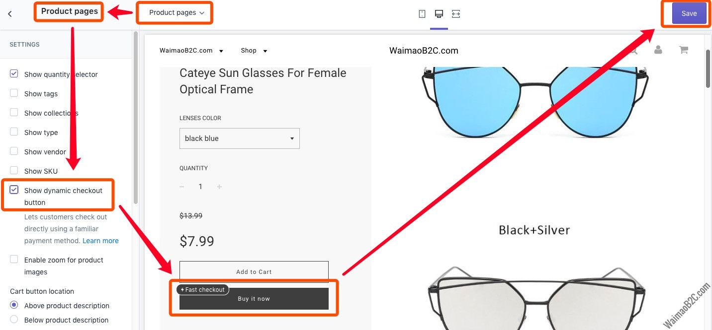 Shopify产品页面添加PayPal以及Buy Now按钮的设置方法